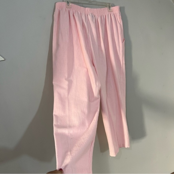 Vintage ballerina pink elastic waist cotton blend comfy lightweight ankle pants - Picture 6 of 14
